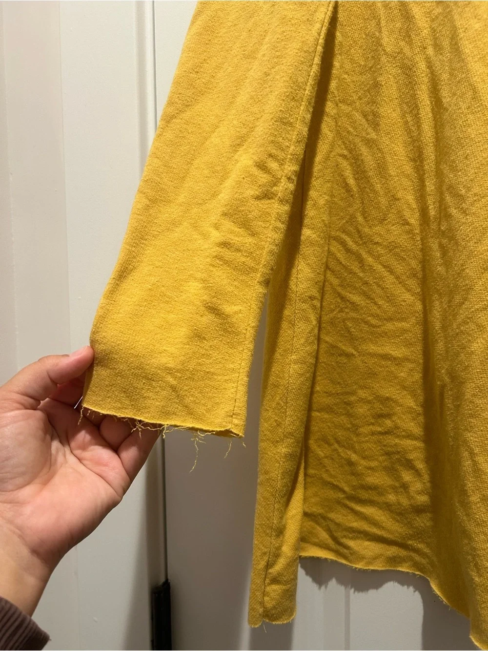 FP Beach by Free People Mustard Yellow Long Sleeve Swing Dress Raw Hem M/L